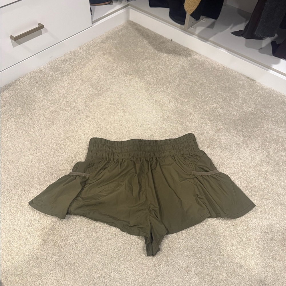 Free People Get Your Flirt on Olive Green Women's Shorts